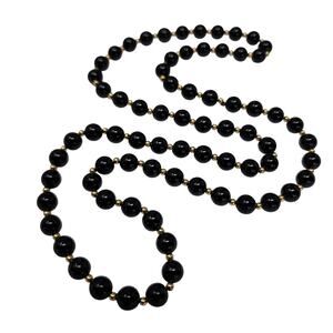 14K Gold & Black Onyx Beaded Necklace